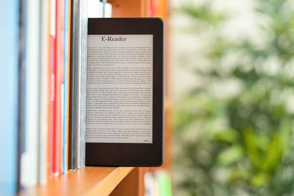 Ebook pulled out of bookshelf